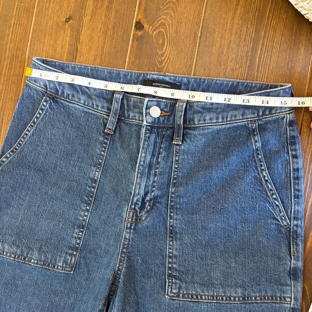 Banana Republic Wide-Leg High-Rise Jeans Size 6 Medium Wash Patch Pocket Denim - Picture 11 of 13